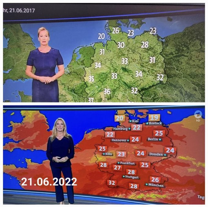 D'après ces 2 cartes météo de l'Allemagne 20172022 sur la même période